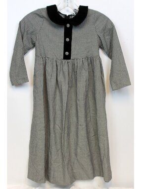 Maggie Breen Houndstooth Dress Black/white sz 6x Velour Collar Long Winter